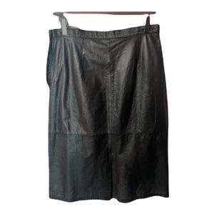 Catherine C vintage edgy luxe high rise soft real leather sleek pencil skirt